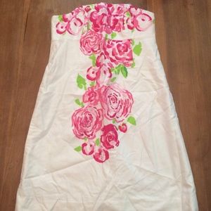 Lily Pulitzer Strapless Floral Dress Sz 8